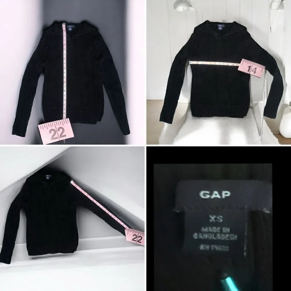 GAP l Kids Black Long-Sleeve Sweater l Flap Collar l XS l EUC